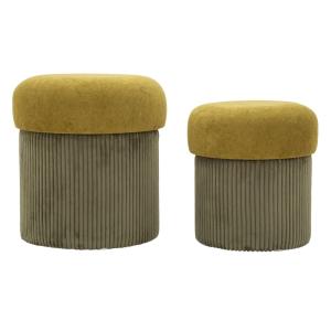 Pouf avec récipient vert lot de 2 pcs cm ø 42x44-35x37