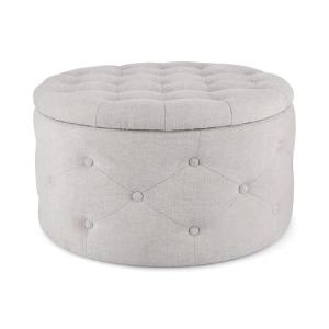 Pouf boîte à chaussures en tissu gris clair