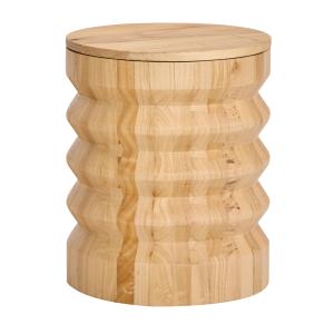 Pouf bout de canapé en bois massif avec rangement