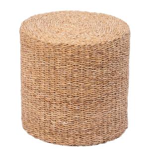 Pouf bout de canapé en jute naturelle avec rangement