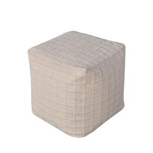 Pouf carré avec motifs carrés en surpiqûre 40x40cm beige