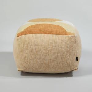Pouf carré en coton beige