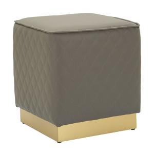 Pouf carré en similicuir gris 35x35x38  cm