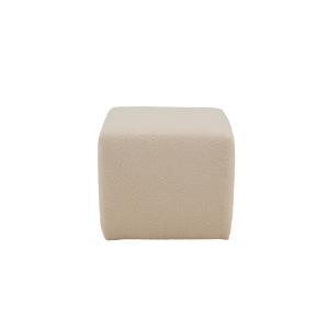 Pouf carré en tissu bouclette beige