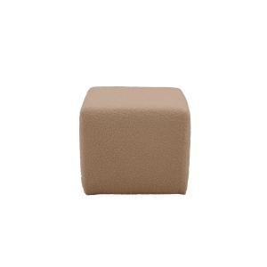 Pouf carré en tissu bouclette marron