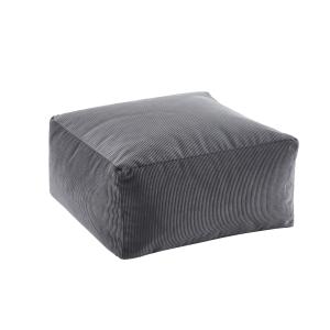 Pouf carré  en velours côtelé gris 50x50x25cm