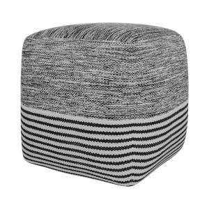 Pouf carré gris, noir et blanc en coton 40 cm