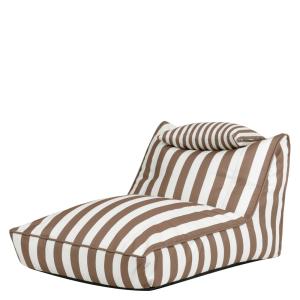 Pouf chauffeuse d'extérieur en tissu tissé rayé marron choc…