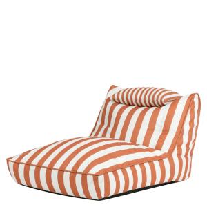 Pouf chauffeuse d'extérieur en tissu tissé rayé orange terr…