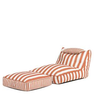 Pouf chauffeuse et coussin de sol extérieur en tissu rayé t…