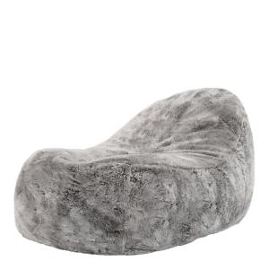 Pouf chauffeuse fausse fourrure gris loup