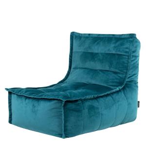 Pouf chauffeuse velours bleu canard