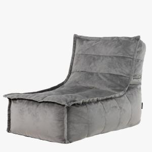 Pouf chauffeuse velours gris anthracite