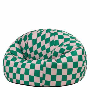 Pouf classique damier intérieur et extérieur vert/rose clai…