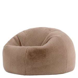 Pouf classique en imitation fourrure de lapin, brun moka
