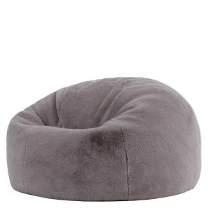 Pouf classique en imitation fourrure de lapin luxueuse, gri…