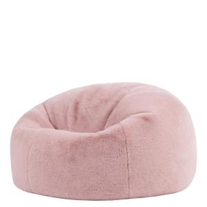 Pouf classique en imitation fourrure de lapin luxueuse, rose