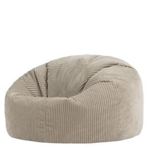 Pouf classique large XL velours côtelé beige galet
