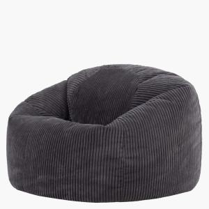 Pouf classique large XL velours côtelé gris anthracite
