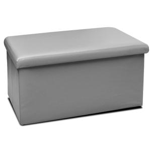 Pouf coffre de rangement gris 76x38x38cm