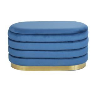 Pouf coffre en velours bleu