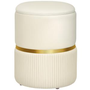 Pouf coffre intégré design velours côtelé acier brossé doré…