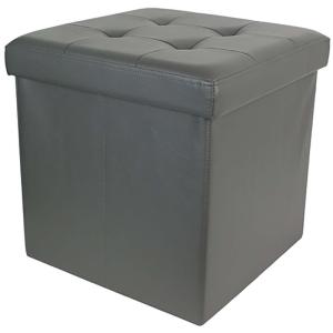Pouf coffre pliable pu assise capitonnée gris