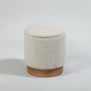 Pouf coffre rond blanc cassé