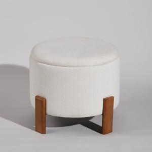 Pouf coffre rond écru