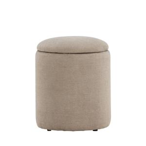 Pouf coffre rond en tissu ø32cm - Beige