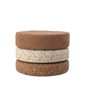 Pouf coffre rond en tissu ø43cm - Marron