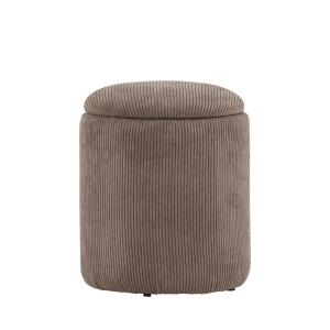 Pouf coffre rond en velours côtelé ø32cm - Taupe