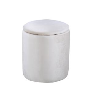 Pouf coffre rond en velours ø32cm - Écru