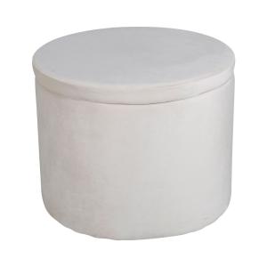 Pouf coffre rond en velours ø51cm - Beige