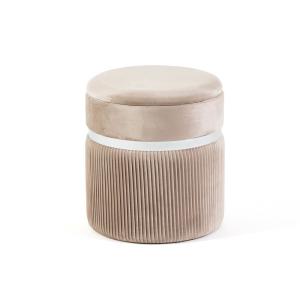 Pouf coffre velours beige