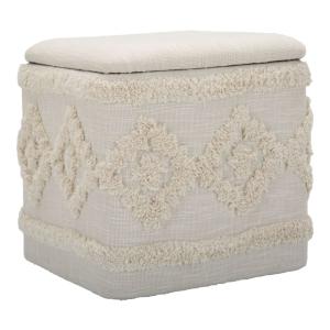Pouf conteneur carré en tissu beige 40x40x40  cm