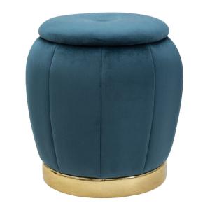 Pouf conteneur en tissu bleu Ø cm 43x43