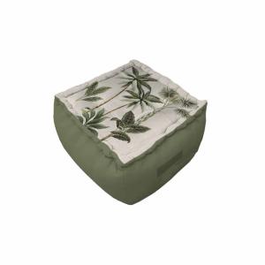 Pouf coton imprimé vert 40x30cm