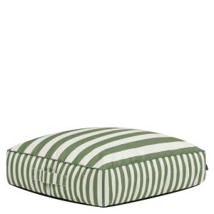 Pouf coussin de sol extérieur en tissu tissé rayé vert oliv…