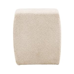 Pouf cube en tissu polaire beige