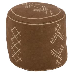 Pouf cylindre motifs ethniques en coton marron chocolat 40…