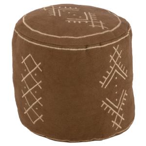 Pouf cylindre motifs ethniques en coton marron chocolat 40x…