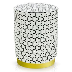 Pouf cylindrique combino motif géométrique noir et blanc pi…