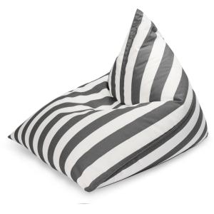 Pouf d'extérieur rayé anthracite et blanc 110x115x90
