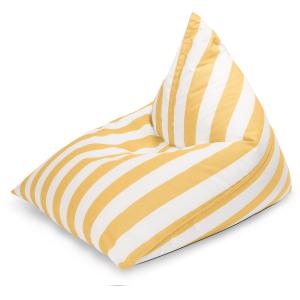 Pouf d'extérieur rayé jaune et blanc 110x115x90