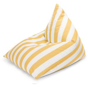 Pouf d'extérieur rayé jaune et blanc 110x115x90 cm