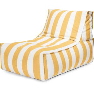 Pouf d'extérieur rayé jaune et blanc 65x100x65 cm