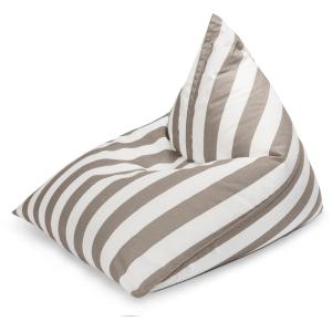 Pouf d'extérieur rayé taupe et blanc 110x115x90 cm