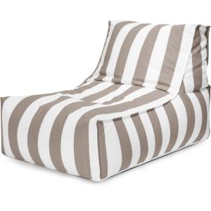 Pouf d'extérieur rayé taupe et blanc  65x100x65 cm