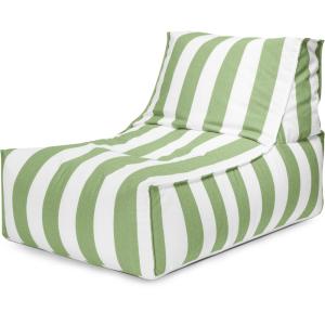 Pouf d'extérieur rayé vert et blanc 65x100x65 cm